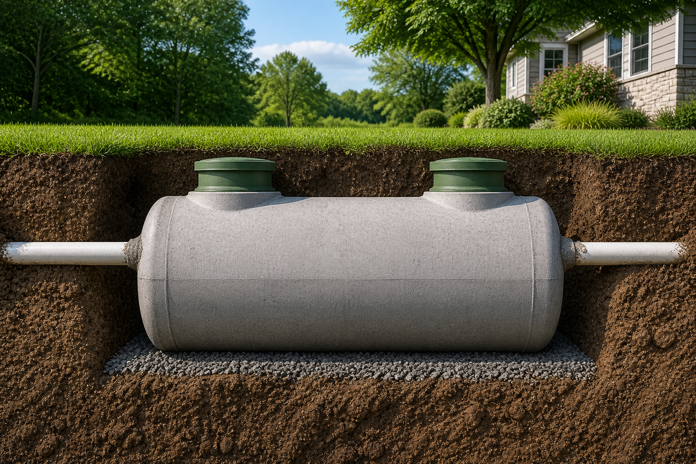 A septic tank shown under the ground