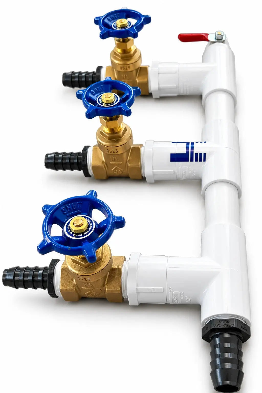 Manfold with 3 valves for air flow distribution with Hiblow Aerator Pump