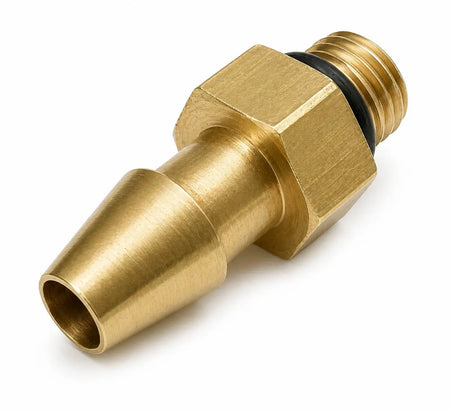 Zoomed in brass barb for attaching to HIBLOW alarm air pump