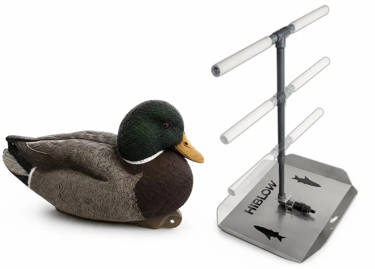 Adjustable height pond diffuser with a decoy duck for floating to mark diffuser location.