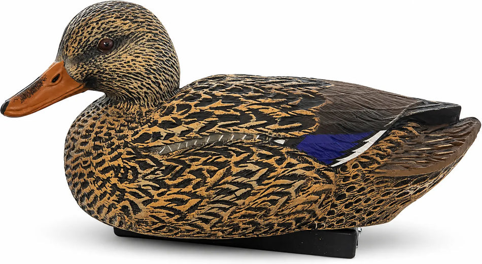 A realistic model of a mallard duck with detailed plumage, designed as a marker for underwater diffusers.