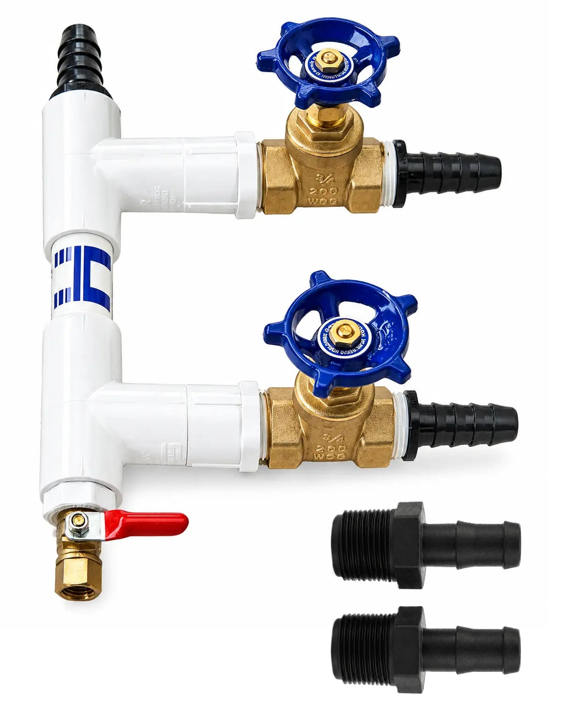 HIBLOW 2-Valve Manifold and 2 of the 5/8" airline barbs