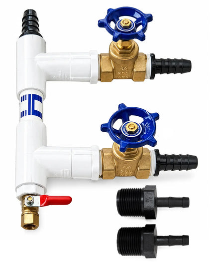 HIBLOW 2-Valve Manifold with 2 of the 3/8" airline barbs.