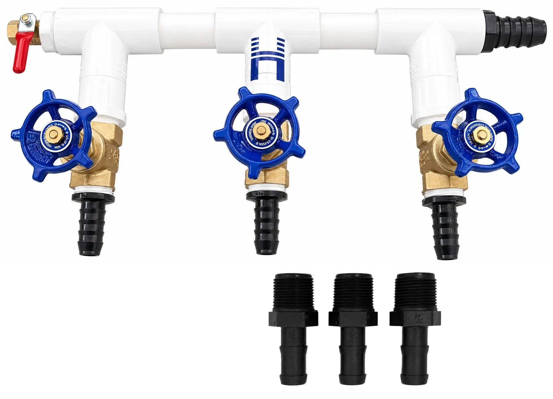 HIBLOW 3-Valve Manifold with 3 of the 5/8" airline barbs