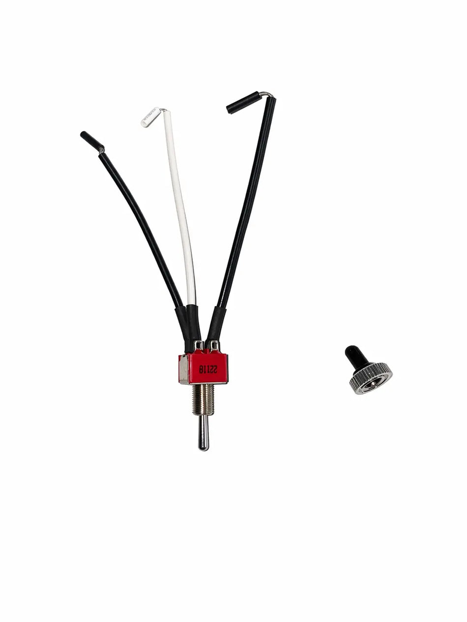 Pre-wired 3-position slide switch and mounting hardware for septic air pump alarm system