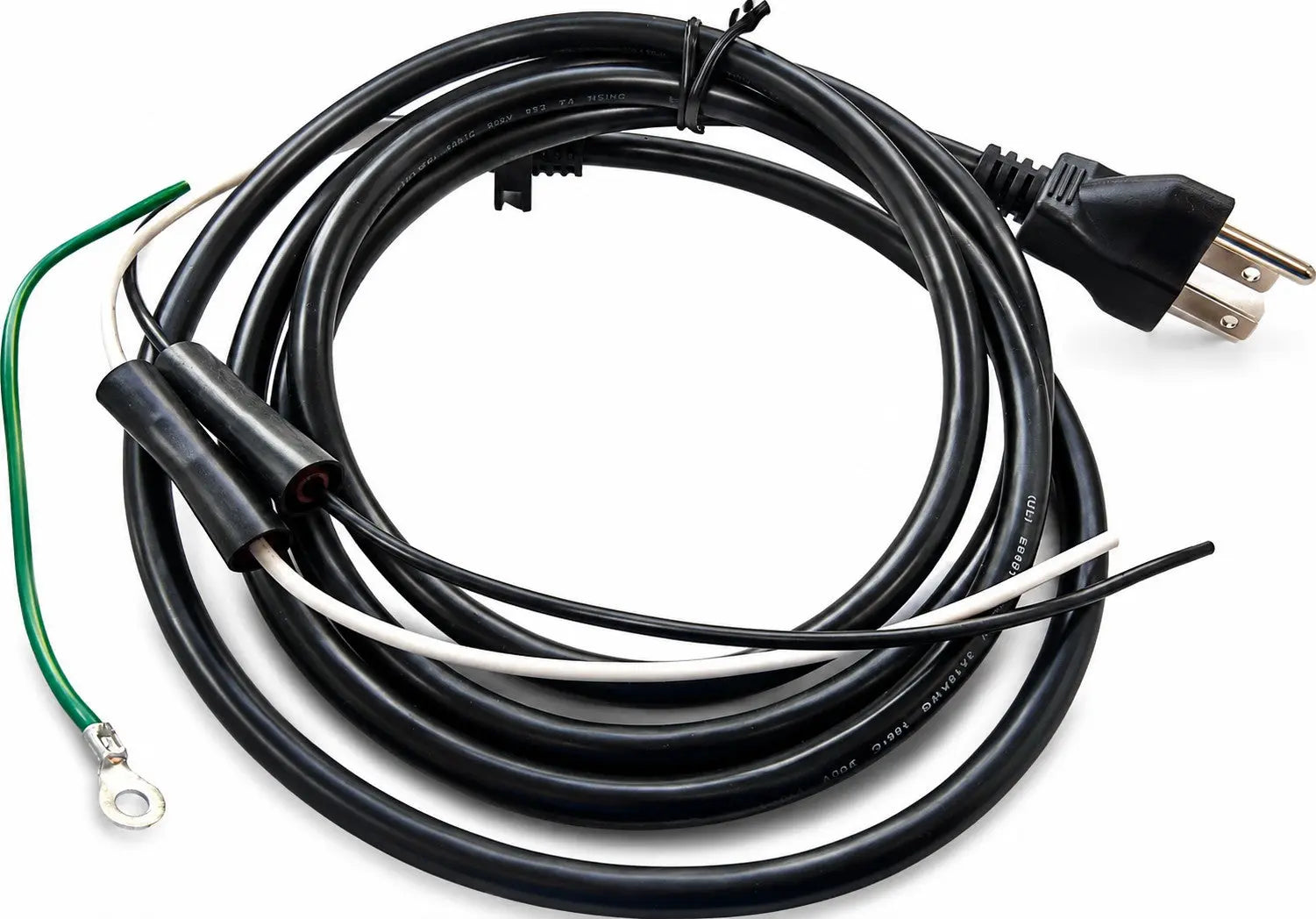 Coiled electrical cable plug that goes in an electrical socket for attaching to all HP model pumps.