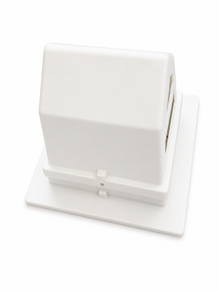 White Plastic housing with large holes on both sides for ventilation